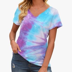 Queens Here Tie Dye V Neck Top